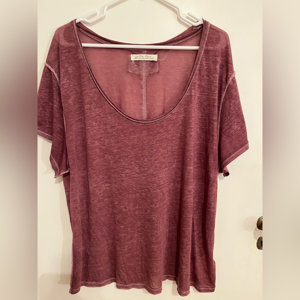 Free People We The Free Maroon Burnout Tee Size L
